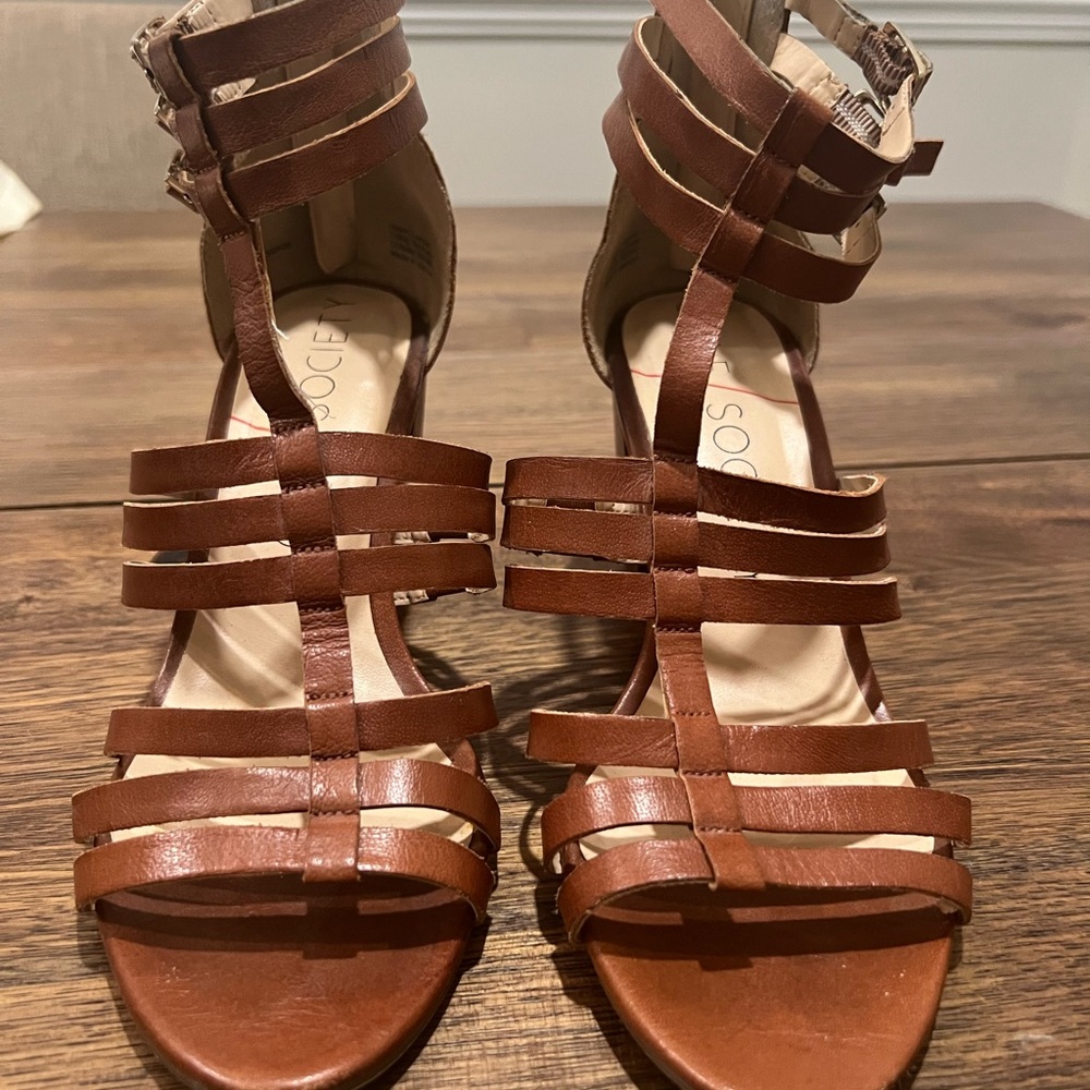 Sole society strappy brown heels